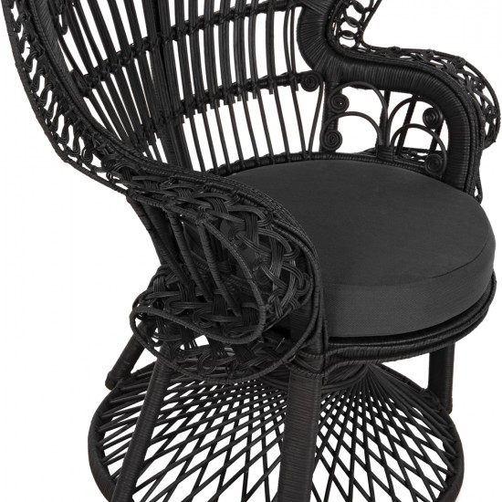 ΠΟΛΥΘΡΟΝΑ ROYAL PEACOCK HM9342.03 RATTAN ΜΑΥΡΟ-ΜΑΞΙΛΑΡΙ ΜΑΥΡΟ 114x72x150Yεκ.