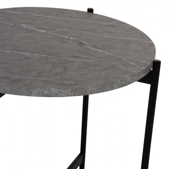 ΒΟΗΘΗΤΙΚΟ ΤΡΑΠΕΖΙ HM9589.02 MDF ΓΚΡΙ ΜΑΡΜΑΡΟ-ΜΑΥΡΗ ΜΕΤΑΛΛΙΚΗ ΒΑΣΗ Φ50x55Υεκ.