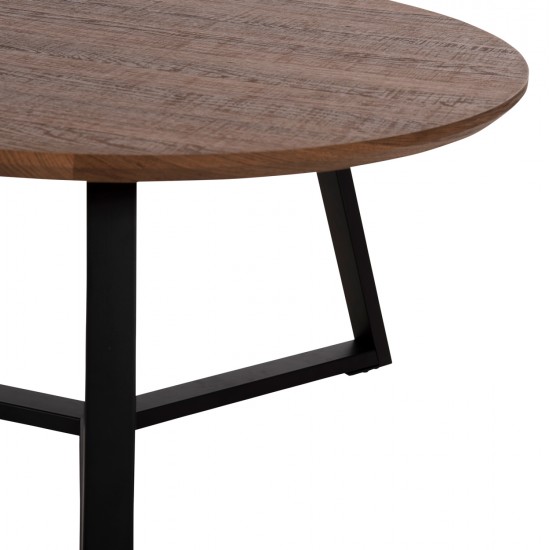 ΤΡΑΠΕΖΙ ΣΑΛΟΝΙΟΥ ΣΤΡΟΓΓΥΛΟ ROCKET HM9586.04 MDF WALNUT-ΜΑΥΡΗ ΣΑΓΡΕ ΒΑΣΗ Φ80x42Υεκ.