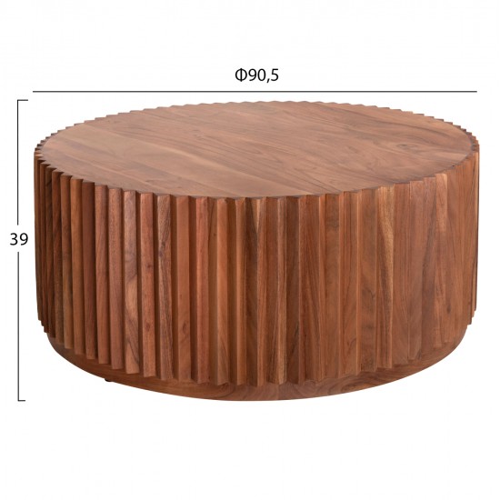 ΤΡΑΠΕΖΙ ΣΑΛΟΝΙΟΥ ΣΤΡΟΓΓΥΛΟ SEDGE HM9695 ΜΑΣΙΦ ΑΚΑΚΙΑ-ΦΥΣΙΚΟ ΧΡΩΜΑ Φ90Χ38Υεκ.