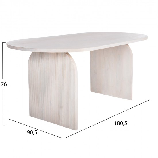 ΤΡΑΠΕΖΙ ΤΡΑΠΕΖΑΡΙΑΣ ΟΒΑΛ ΗΟΝΚΥ HM9690 ΜΑΣΙΦ ΞΥΛΟ MANGO ΣΕ ΛΕΥΚΟ 180,5x90,5x76Υεκ.