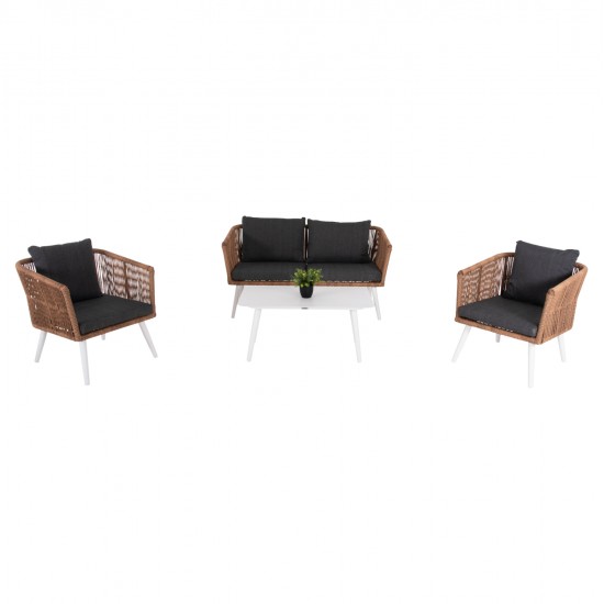 ΣΑΛΟΝΙ ΕΞ.ΧΩΡΟΥ 4ΤΜΧ FREJA HM6057.01 ΑΛΟΥΜ. ΛΕΥΚΟ-PE RATTAN ΜΠΕΖ-ΑΝΘΡΑΚΙ ΜΑΞΙΛΑΡΙΑ