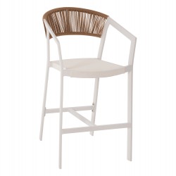 ΣΚΑΜΠΟ ΑΛΟΥΜΙΝΙΟΥ MIRI ΛΕΥΚΟ HM5892.32 ΜΕΣ. ΥΨΟΥΣ-ΜE RATTAN & TΕΧΤLINE 57x57x99,5Yεκ.
