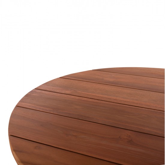 ΤΡΑΠΕΖΙ ΣΤΡΟΓΓΥΛΟ LEO HM9917 ΜΑΣΙΦ ΞΥΛΟ ΤΕΑΚ ΣΕ ΦΥΣΙΚΟ Φ70x75Υεκ.