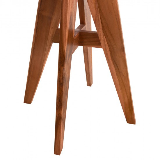 ΤΡΑΠΕΖΙ ΣΤΡΟΓΓΥΛΟ LEO HM9917 ΜΑΣΙΦ ΞΥΛΟ ΤΕΑΚ ΣΕ ΦΥΣΙΚΟ Φ70x75Υεκ.