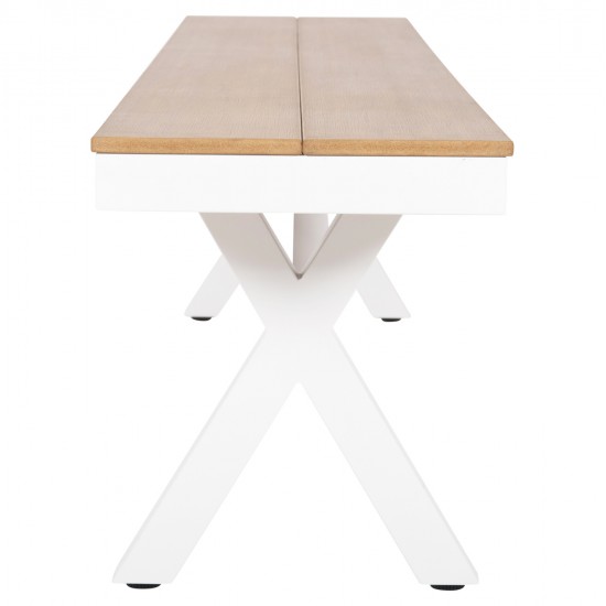 ΠΑΓΚΑΚΙ ΑΛΟΥΜΙΝΙΟΥ TAWNEE HM6040.02 ΛΕΥΚΟ-POLYWOOD ΚΑΘΙΣΜΑ ΦΥΣΙΚΟ 220x36x44,5Υεκ.