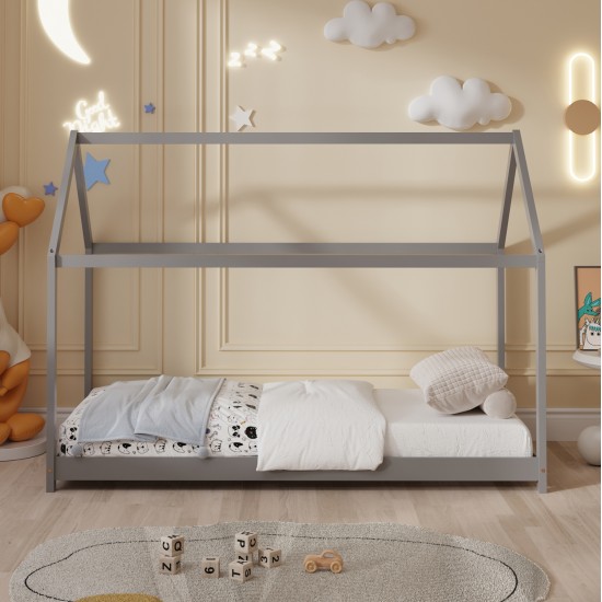 ΚΡΕΒΑΤΙ ΠΑΙΔΙΚΟ PEPE HM677.05 τ.MONTESSORI ΞΥΛΟ ΠΕΥΚΟ ΓΚΡΙ- 190x90εκ