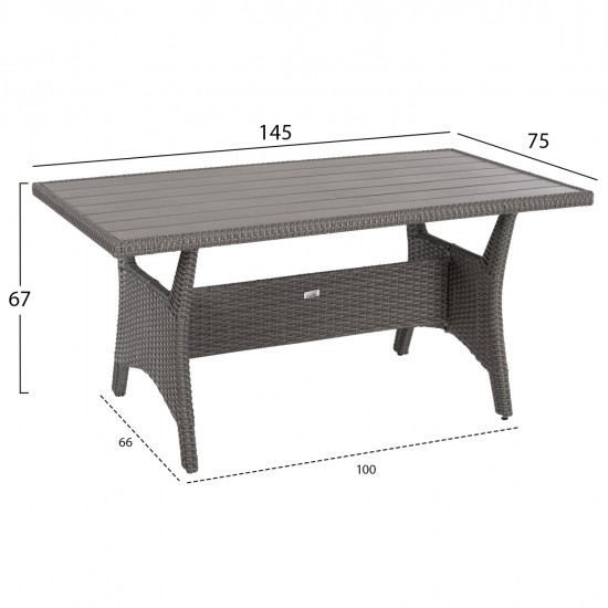 ΣΕΤ ΣΑΛΟΝΙ ΓΩΝΙΑ & ΤΡΑΠΕΖΙ CARSON HM6078.01 ΓΚΡΙ ΣΥΝΘ.RATTAN-ΜΑΞΙΛΑΡΙΑ