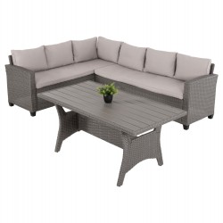 ΣΕΤ ΣΑΛΟΝΙ ΓΩΝΙΑ & ΤΡΑΠΕΖΙ CARSON HM6078.01 ΓΚΡΙ ΣΥΝΘ.RATTAN-ΜΑΞΙΛΑΡΙΑ