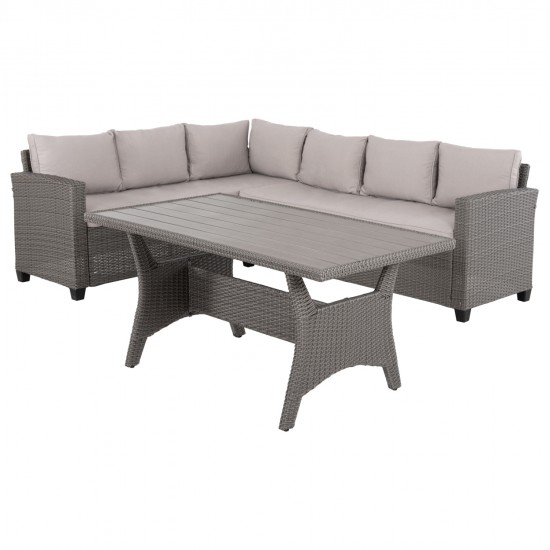 ΣΕΤ ΣΑΛΟΝΙ ΓΩΝΙΑ & ΤΡΑΠΕΖΙ CARSON HM6078.01 ΓΚΡΙ ΣΥΝΘ.RATTAN-ΜΑΞΙΛΑΡΙΑ