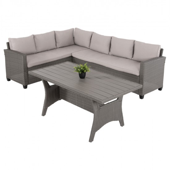 ΣΕΤ ΣΑΛΟΝΙ ΓΩΝΙΑ & ΤΡΑΠΕΖΙ CARSON HM6078.01 ΓΚΡΙ ΣΥΝΘ.RATTAN-ΜΑΞΙΛΑΡΙΑ