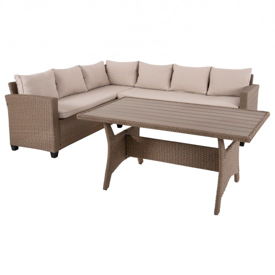 ΣΕΤ ΣΑΛΟΝΙ ΓΩΝΙΑ & ΤΡΑΠΕΖΙ CARSON HM6078.02 ΜΟΚΑ ΣΥΝΘ.RATTAN-ΜΑΞΙΛΑΡΙΑ