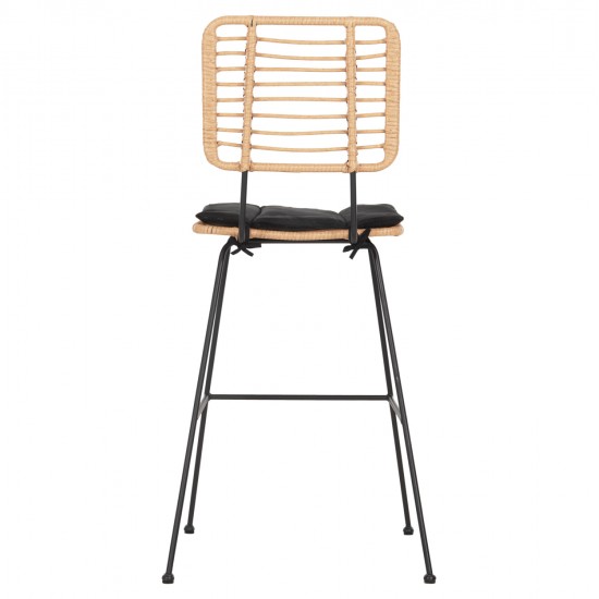 ΣΚΑΜΠΟ ΜΠΑΡ ALLEGRA HM5455.11 ΜΕΤΑΛΛΟ&ΜΑΞΙΛΑΡΙ ΜΑΥΡΟ-WICKER ΜΠΕΖ 56x59x116,5Υεκ.