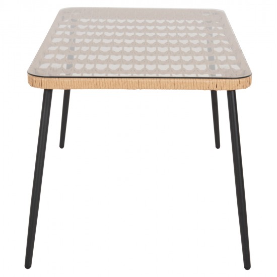 ΤΡΑΠΕΖΙ ΟΡΘΟΓΩΝΙΟ ALLEGRA HM5537.11 ΜΕΤΑΛ.ΜΑΥΡΟ-P.E. RATTAN ΦΥΣΙΚΟ 139,5x79,5x73Υεκ.