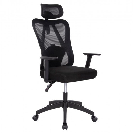 ΚΑΡΕΚΛΑ ΓΡΑΦΕΙΟΥ MEXER HM1195.01 ΜΑΥΡΟ MESH-PP ΒΑΣΗ 68x70x136Υεκ.