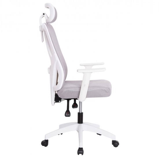 ΚΑΡΕΚΛΑ ΓΡΑΦΕΙΟΥ MEXER HM1195.02 ΓΚΡΙ MESH-PP ΒΑΣΗ-ΣΚΕΛΕΤΟΣ ΛΕΥΚΟΣ 68x70x136Υεκ.