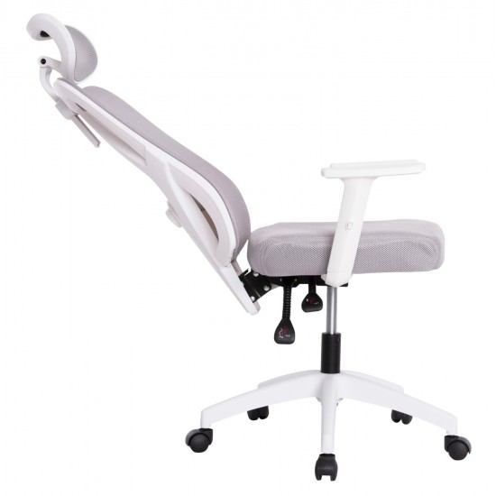 ΚΑΡΕΚΛΑ ΓΡΑΦΕΙΟΥ MEXER HM1195.02 ΓΚΡΙ MESH-PP ΒΑΣΗ-ΣΚΕΛΕΤΟΣ ΛΕΥΚΟΣ 68x70x136Υεκ.