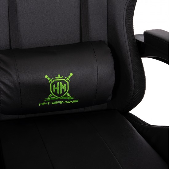 ΠΟΛΥΘΡΟΝΑ GAMING DARREN HM1203.03 ΜΑΥΡΟ-ΠΡΑΣΙΝΟ PVC 58.5x100x120Υεκ.