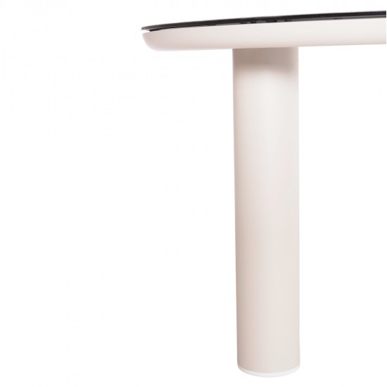 ΤΡΑΠΕΖΙ ΑΛΟΥΜΙΝΙΟΥ DOSUN HM6201.02 ΚΡΕΜ ΣΚΕΛΕΤΟΣ-3D PRINT ΓΥΑΛΙ-ΚΕΡΑΜΙΚΟ LOOK Φ120εκ