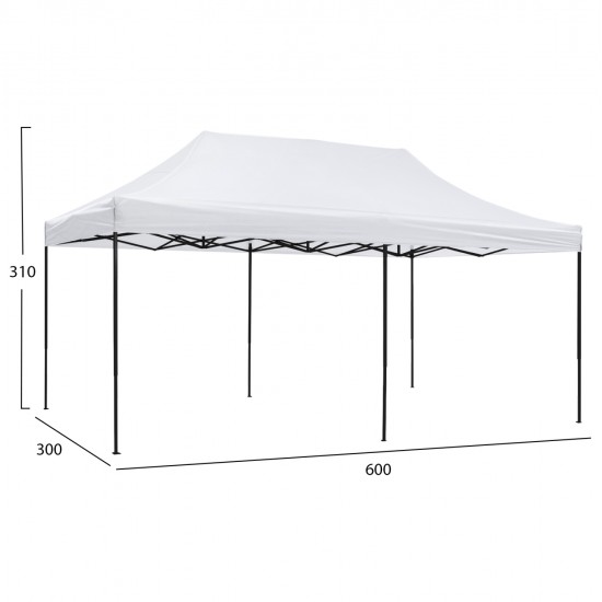 ΚΙΟΣΚΙ/GAZEBO MATTHEW HM6312 ΠΤΥΣΣΟΜΕΝΟ-ΣΚΕΛΕΤΟΣ ΜΕΤΑΛ.ΜΑΥΡΟΣ-ΛΕΥΚΟ ΥΦΑΣΜΑ 3x6x3,10Yμ