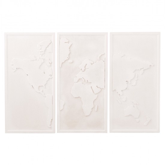 ΠΙΝΑΚΑΣ 3-ΠΤΥΧΟΣ WORLD MAP SANTORINI HM4504 MDF ΣΕ ΥΠΟΛΕΥΚΟ ΧΡΩΜΑ 180x4(πάχος)x120Υεκ.