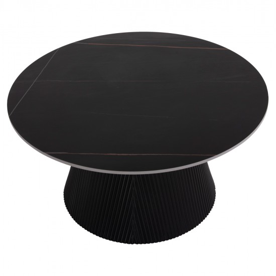 ΤΡΑΠΕΖΙ ΣΑΛΟΝΙΟΥ DUNCAN HM18022.01 ΚΕΡΑΜΙΚΟ TOP-MDF ΒΑΣΗ-ΜΑΥΡΟ Φ80x41Υεκ.