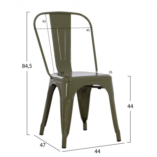 ΚΑΡΕΚΛΑ ΜΕΤΑΛΛΙΚΗ MELITA-PRO HM8641.43 ΣΕ DARK OLIVE GREEN 44x47x84.5Υεκ.