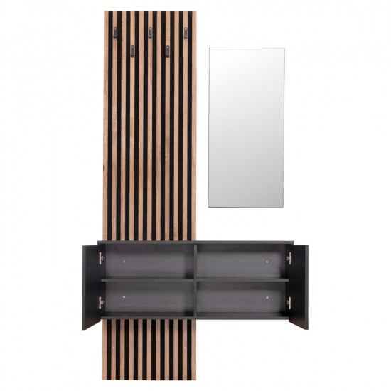 ΕΠΙΠΛΟ ΕΙΣΟΔΟΥ ΜΕ ΚΑΘΡΕΠΤΗ MYLES HM18080.02 ΜΕΛΑΜΙΝΗ ΣΟΝΑΜΑ-ΓΚΡΙ 100x37x200Υεκ