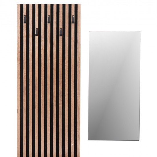 ΕΠΙΠΛΟ ΕΙΣΟΔΟΥ ΜΕ ΚΑΘΡΕΠΤΗ MYLES HM18080.02 ΜΕΛΑΜΙΝΗ ΣΟΝΑΜΑ-ΓΚΡΙ 100x37x200Υεκ