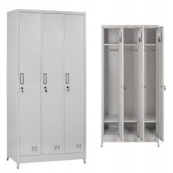 ΜΕΤΑΛΛΙΚΟΣ ΤΡΙΠΛΟΣ ΦΟΡΙΑΜΟΣ ΜΕ ΚΛΕΙΔΑΡΙΕΣ & ΠΟΔΙΑ ALTONA HM21103 ΓΚΡΙ 90x45x195Υεκ.