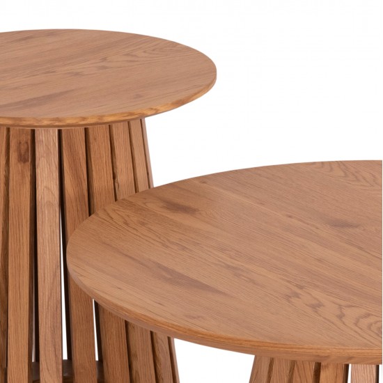 ΣΕΤ 2ΤΜΧ ΤΡΑΠΕΖΙΑ ΣΑΛΟΝΙΟΥ TALBERT HM21083 MDF ΦΥΣΙΚΟ ΞΥΛΟΥ Φ80εκ & Φ45εκ