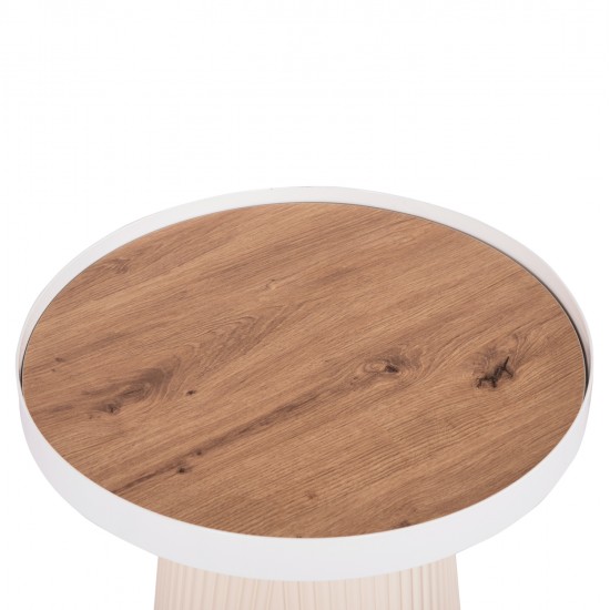 ΣΕΤ 2ΤΜΧ ΤΡΑΠΕΖΙΑ ΣΑΛΟΝΙΟΥ DUNCAN HM21082 MDF ΚΡΕΜ ΚΑΙ ΚΕΡΑΜΙΚΟ TOP Φ80εκ & Φ45εκ