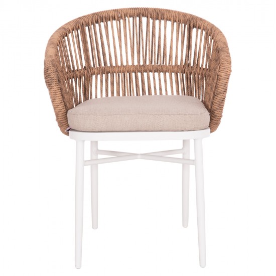 ΠΟΛΥΘΡΟΝΑ ΑΛΟΥΜΙΝΙΟΥ ORIN HM6265.02 ΛΕΥΚΗ-P.E.RATTAN ΦΥΣΙΚΟ-ΜΠΕΖ ΜΑΞΙΛΑΡΙΑ 58x61x75Υ