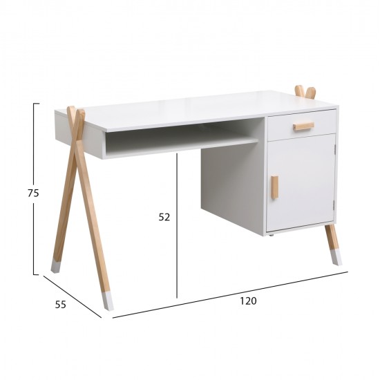ΓΡΑΦΕΙΟ ΠΑΙΔΙΚΟ PASCHAL HM2496.03 ΜΕΛΑΜΙΝΗ-ΞΥΛΟ ΠΕΥΚΟΥ 120x55x75Υεκ