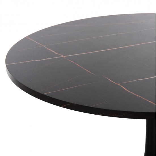ΤΡΑΠΕΖΙ ΤΡΑΠΕΖΑΡΙΑΣ ROLLO HM9421.12 ΣΤΡΟΓΓΥΛΟ BLACK MARBLE Φ90x74Υεκ.