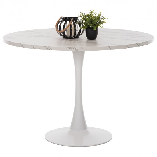 ΤΡΑΠΕΖΙ ΤΡΑΠΕΖΑΡΙΑΣ ROLLO HM9422.11 ΣΤΡΟΓΓΥΛΟ WHITE MARBLE Φ120x74Yεκ.