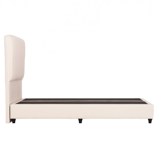 ΚΡEΒΑΤΙ ΔΙΠΛΟ LUTHER HM717 ΜΠΕΖ ΥΦΑΣΜΑ ΓΙΑ ΣΤΡΩΜΑ 160x200εκ.