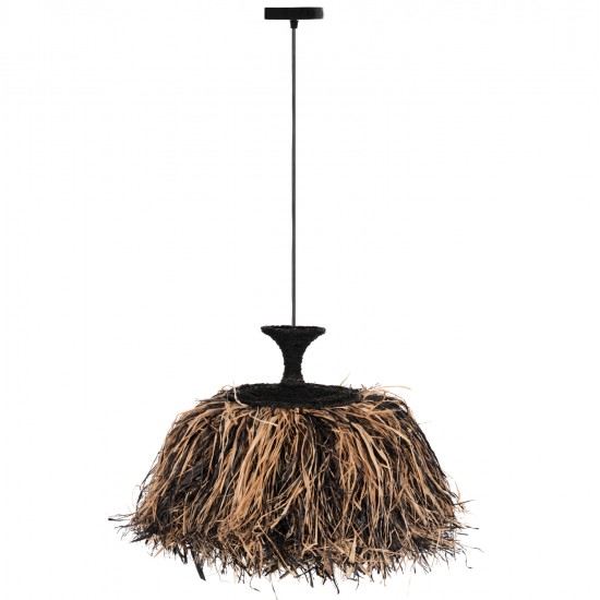 ΦΩΤΙΣΤΙΚΟ ΟΡΟΦΗΣ ORDEM HM4716 ΚΑΠΕΛΟ ΙΝΕΣ SISAL & ΜΠΑΝΑΝΑΣ-ΜΑΥΡΟ & ΦΥΣΙΚΟ Φ60x50Υεκ