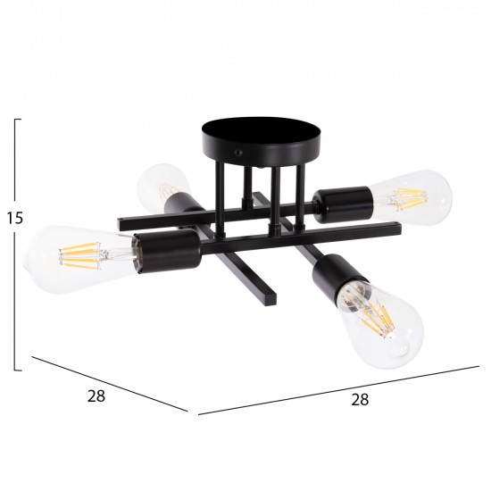 ΦΩΤΙΣΤΙΚΟ ΟΡΟΦΗΣ ΠΟΛΥΦΩΤΟ LIGHTY HM7428.11 ΜΕΤΑΛΛΟ ΣΕ ΜΑΥΡΟ 28x28x15Υεκ.