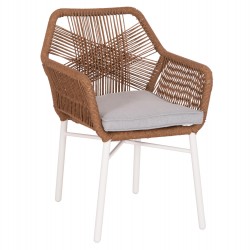 ΠΟΛΥΘΡΟΝΑ TOPIN HM6048.11 ΑΛΟΥΜΙΝΙΟ ΛΕΥΚΟ-P.E. RATTAN ΜΠΕΖ 59x63x81Υεκ