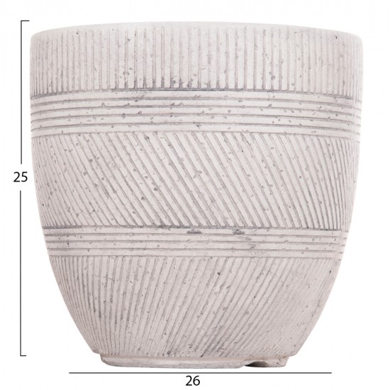ΣΕΤ 4ΤΜΧ ΓΛΑΣΤΡΕΣ ΣΤΡΟΓΓΥΛΕΣ ΣΕΙΡΑ GARDENER HM4719 FIBERCLAY-ΧΡΩΜΑ CEMENT Φ44x43Υεκ