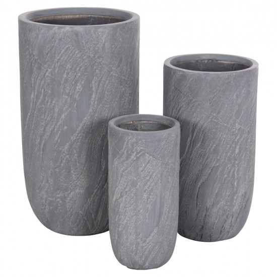 ΣΕΤ 3ΤΜΧ ΓΛΑΣΤΡΕΣ ΚΥΛΙΝΔΡΟΙ ΣΕΙΡΑ GARDENER HM4720 FIBERCLAY-ΧΡΩΜΑ CEMENT Φ44x79Υεκ