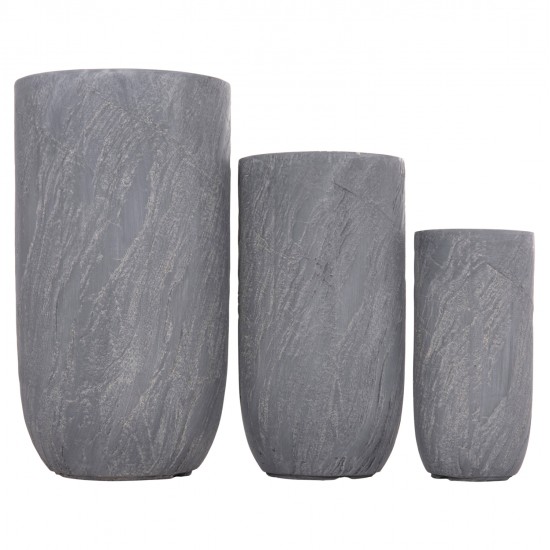 ΣΕΤ 3ΤΜΧ ΓΛΑΣΤΡΕΣ ΚΥΛΙΝΔΡΟΙ ΣΕΙΡΑ GARDENER HM4720 FIBERCLAY-ΧΡΩΜΑ CEMENT Φ44x79Υεκ