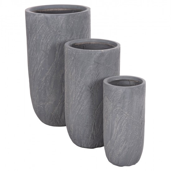 ΣΕΤ 3ΤΜΧ ΓΛΑΣΤΡΕΣ ΚΥΛΙΝΔΡΟΙ ΣΕΙΡΑ GARDENER HM4720 FIBERCLAY-ΧΡΩΜΑ CEMENT Φ44x79Υεκ