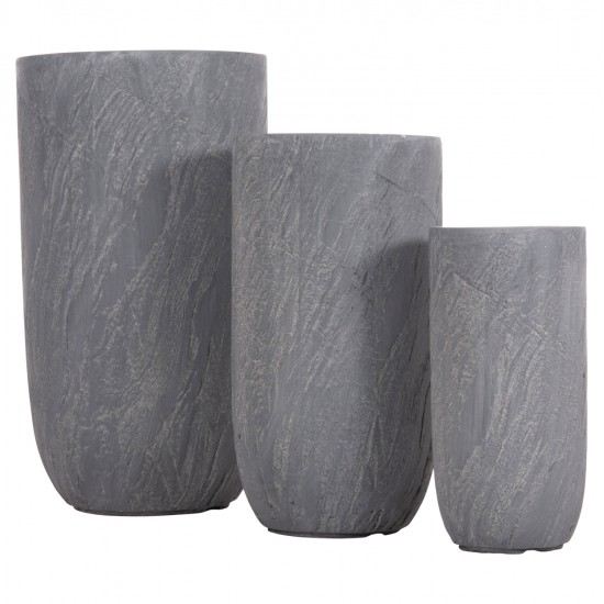 ΣΕΤ 3ΤΜΧ ΓΛΑΣΤΡΕΣ ΚΥΛΙΝΔΡΟΙ ΣΕΙΡΑ GARDENER HM4720 FIBERCLAY-ΧΡΩΜΑ CEMENT Φ44x79Υεκ