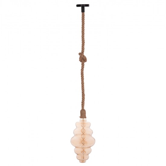 ΦΩΤΙΣΤΙΚΟ ΟΡΟΦΗΣ ΚΡΕΜΑΣΤΟ ΜΕ ΛΑΜΠΤΗΡΑ HM11932.01--ΣΧΟΙΝΙ 1m ΠΑΧΟΥΣ 2cm-ΝΤΟΥΙ Ε27