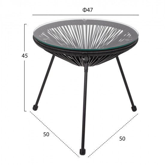 ΣΕΤ ΤΡΑΠΕΖΑΡΙΑΣ 3ΤΜΧ HM11871 ΜΕΤΑΛΛΟ & RATTAN ΣΕ ΜΑΥΡΟ ΧΡΩΜΑ