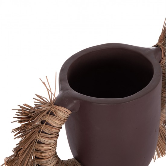 ΕΠΙΤΡΑΠΕΖΙΟ ΔΙΑΚΟΣΜΗΤΙΚΟ ΒΑΖΟ ALICA HM4668.07L ΣΟΚΟΛΑΤΙ ΤΕΡΑΚΟΤΑ & GRASS--64x22x38Υεκ