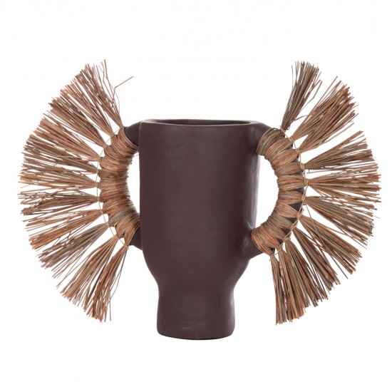 ΕΠΙΤΡΑΠΕΖΙΟ ΔΙΑΚΟΣΜΗΤΙΚΟ ΒΑΖΟ ALICA HM4668.07S ΣΟΚΟΛΑΤΙ ΤΕΡΑΚΟΤΑ & GRASS--55x19x34Υεκ