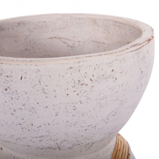 ΔΙΑΚΟΣΜΗΤΙΚΟ ΒΑΖΟ ΔΑΠΕΔΟΥ MAYNARD HM4672.02L TERRACOTTA ΛΕΥΚΟ--RATTAN Φ32x62.5Υεκ.
